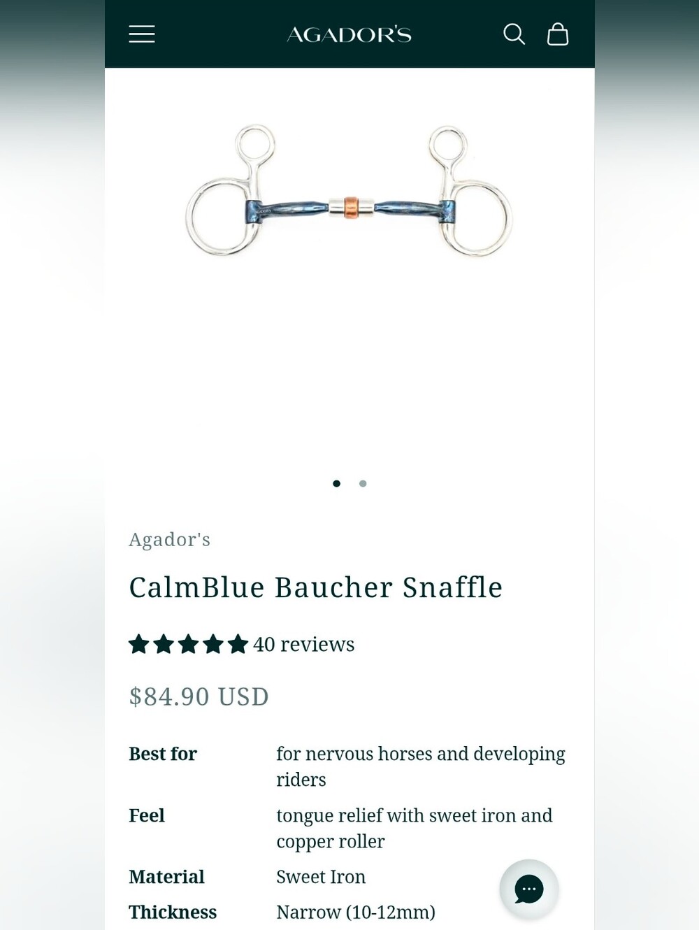 Agador's CalmBlue Baucher Snaffle - Picture 4 of 4